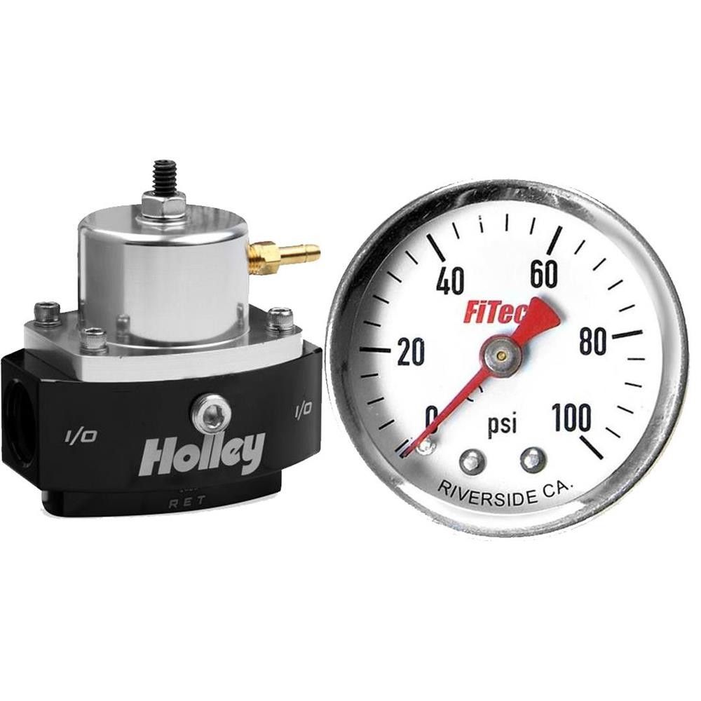 Holley 12-879 Fuel Press Regulator 4-65 PSI w/FiTech 80117 Gauge
