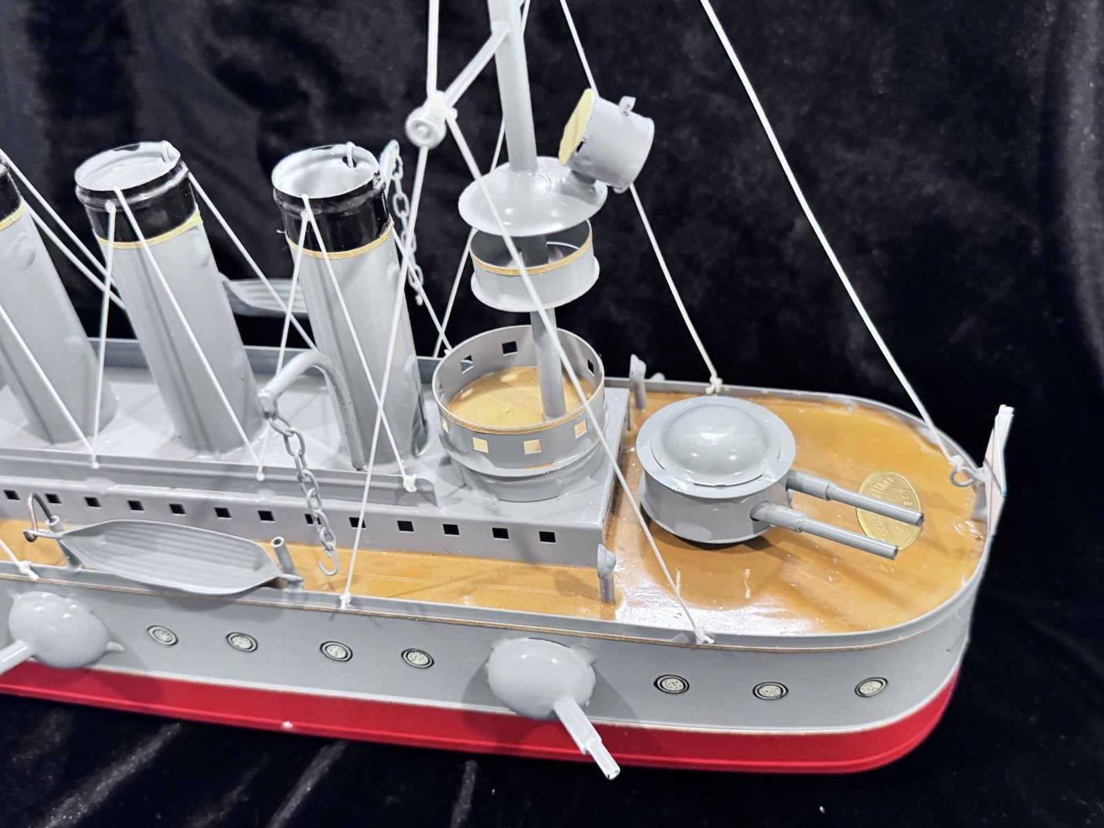 Tucher & Walther: Large Russian Battleship. Tin Reproduction c1970s