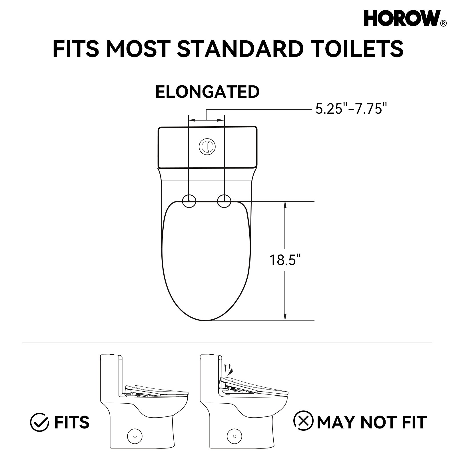 HOROW Elongated Bidet Toilet Seat With Heated and Dryer Model B0403 Warm Water
