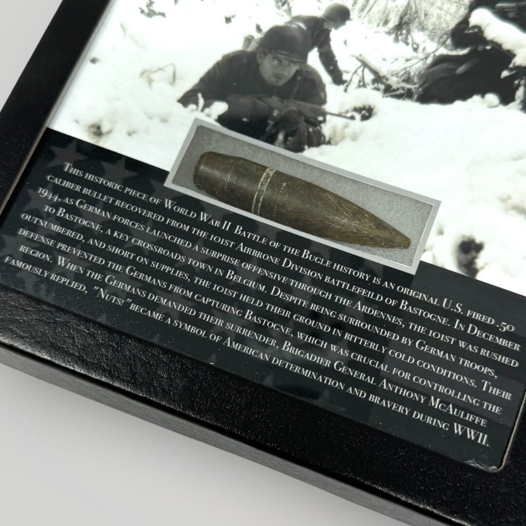 WWII Battle of the Bulge Bastogne Ardennes 1944-45 Military Gift Display COA