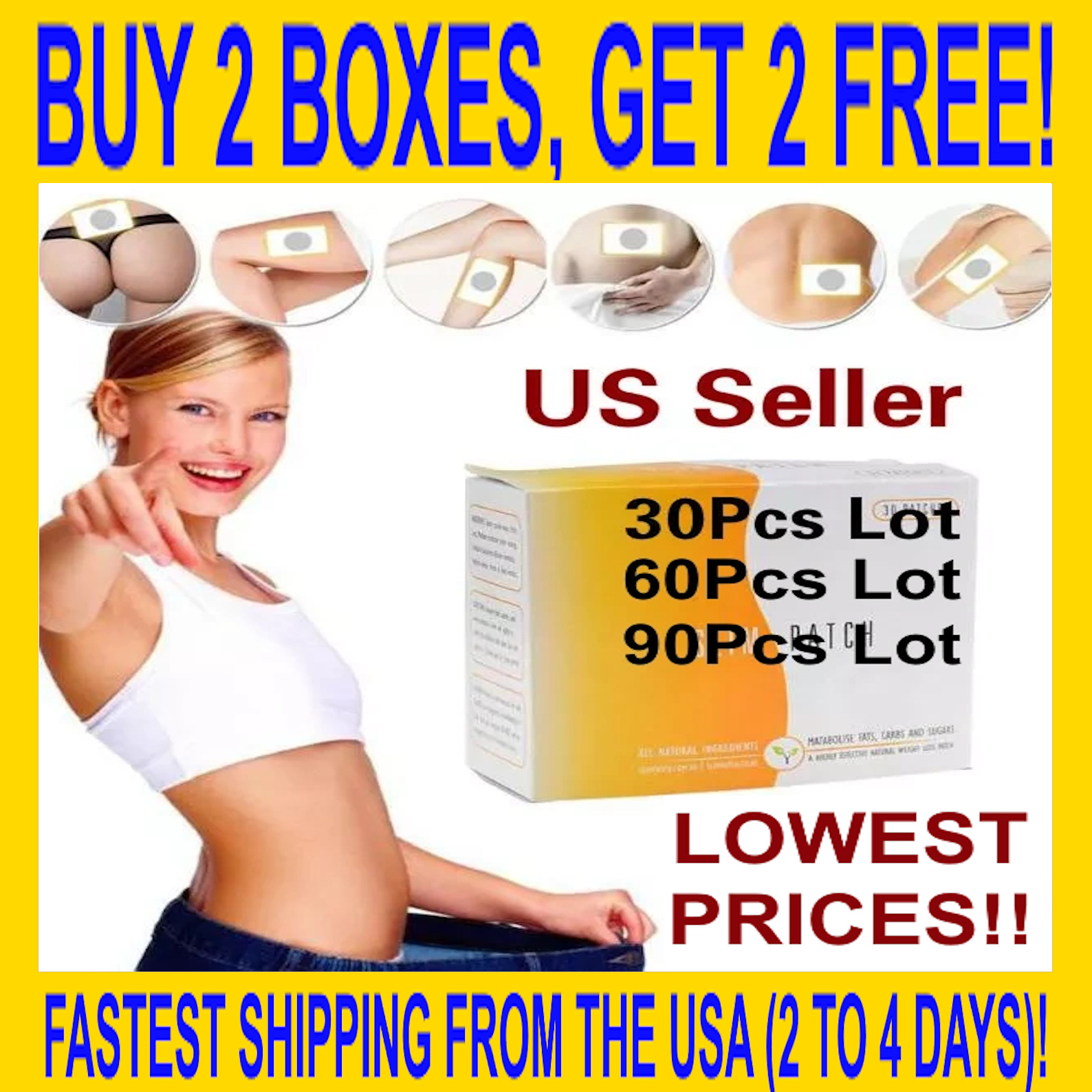 AUTHENTIC SLIM PATCH Weight Loss Burn Fat Diet Fast Acting - Buy 2, Get 2 Free!