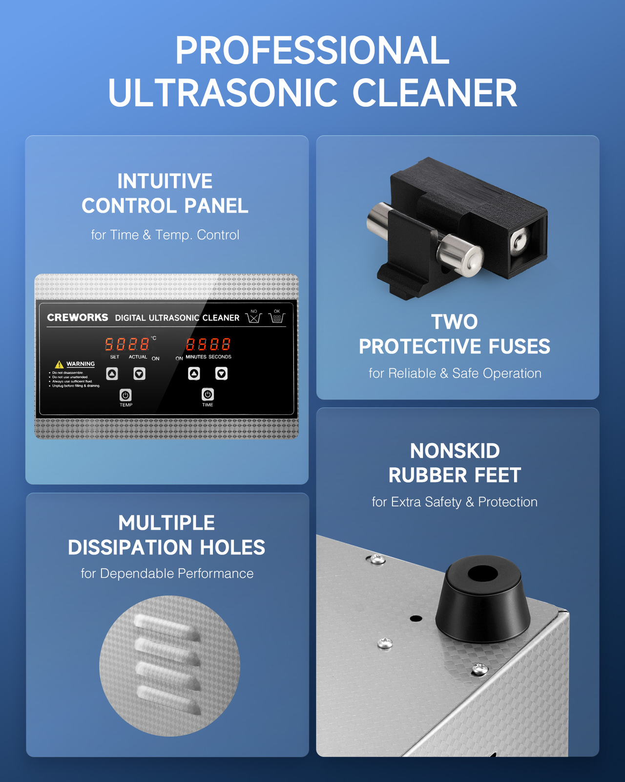 CREWORKS 6L Ultrasonic Cleaner Stainless Steel Industry Heated Heater w/Timer