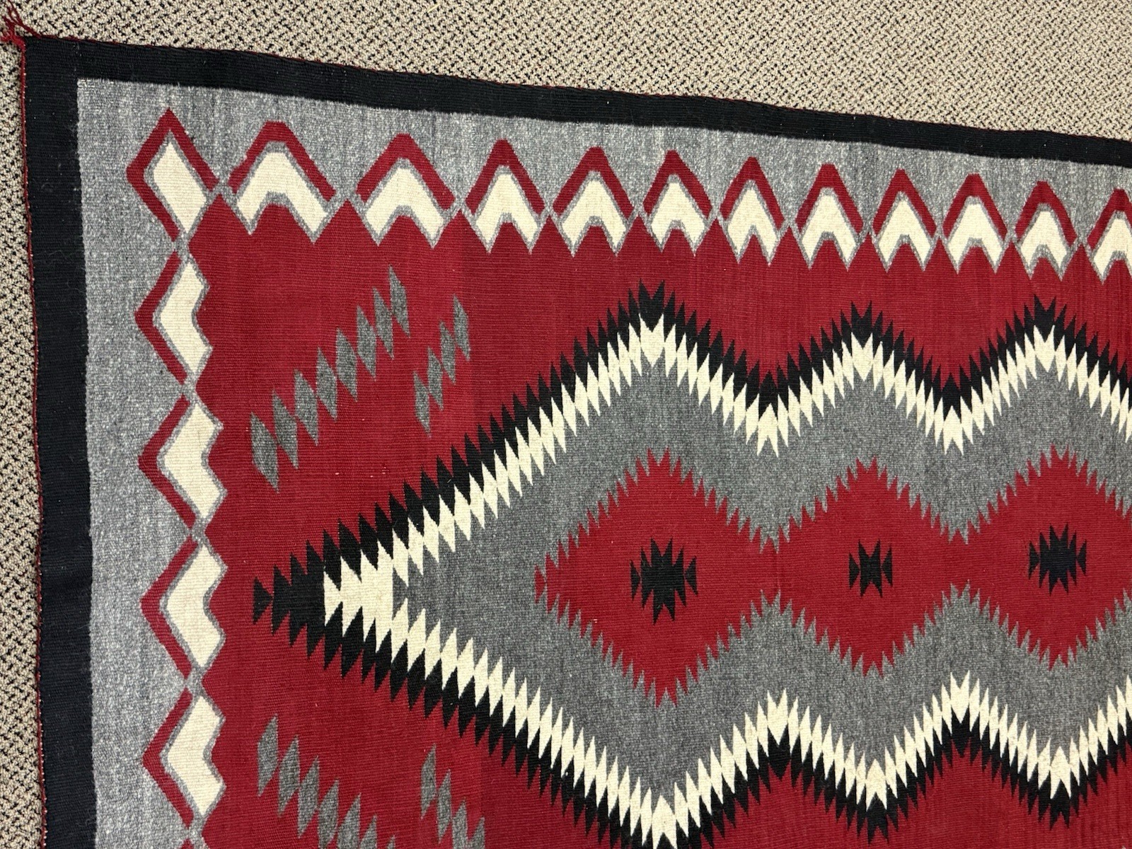 Large Near Mint Red Ganado Navajo Rug 75" x 45" #759