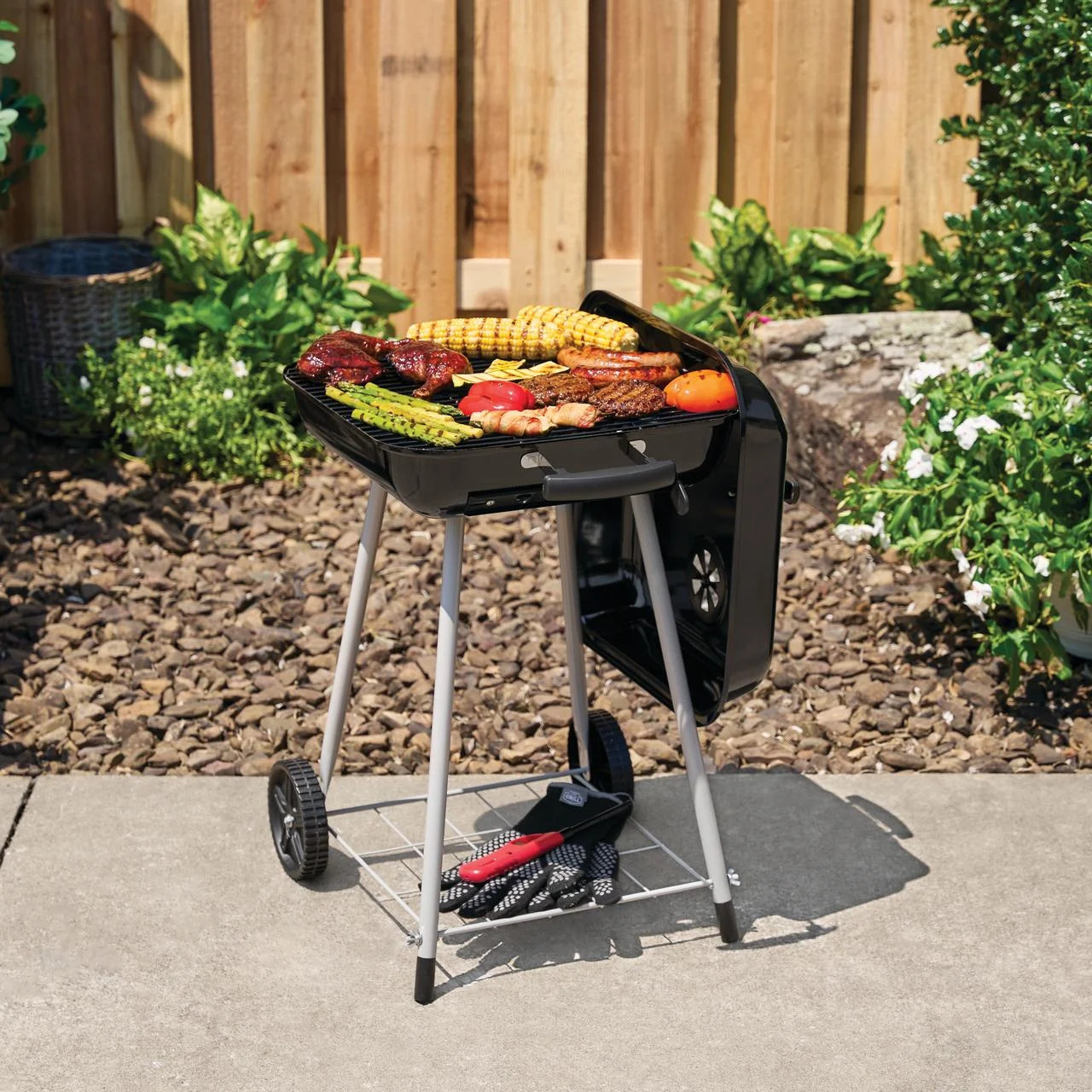 Charcoal Grill, 17.5 Inch Charcoal Grill with Wheels, Black