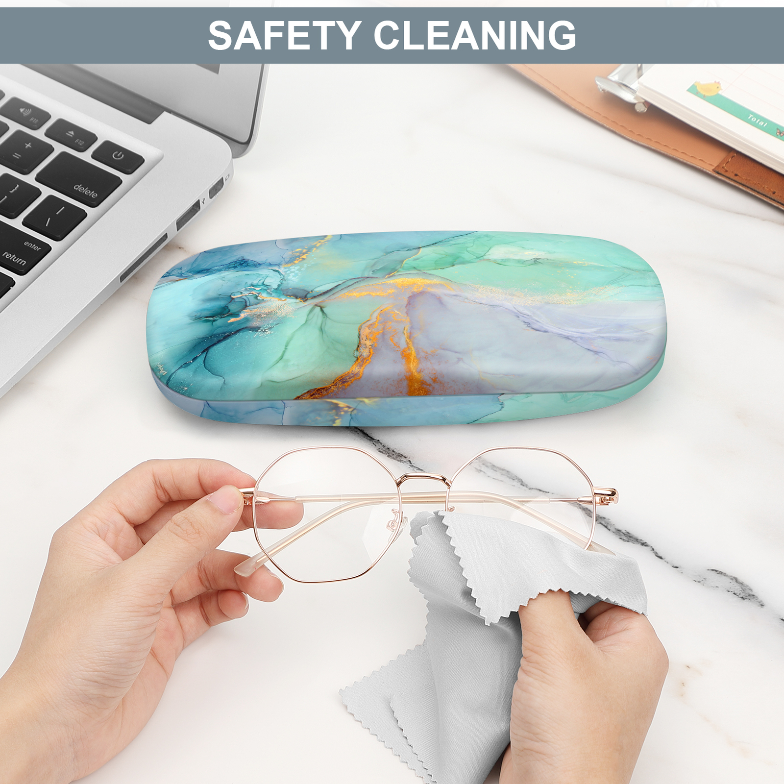 Hard Shell Eyeglasses Case Glasses Cover Eyeglass Holder Box with Cleaning Cloth