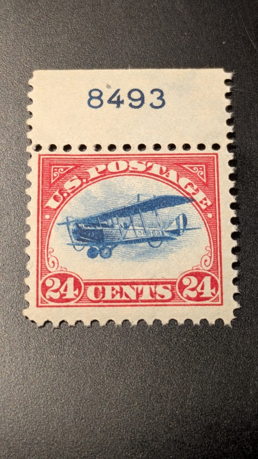 U.S.Airmail Stamp #C3 F/VFNH Plate Number Single. There is a thin in the selvage