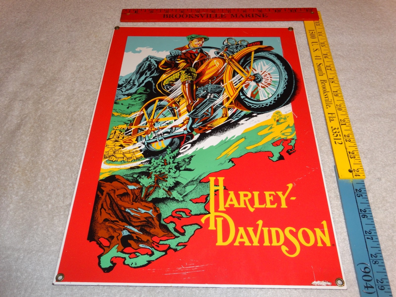 VINTAGE HARLEY DAVIDSON 1929 DL VL MOTORCYCLE 16" X 11" PORCELAIN METAL SIGN