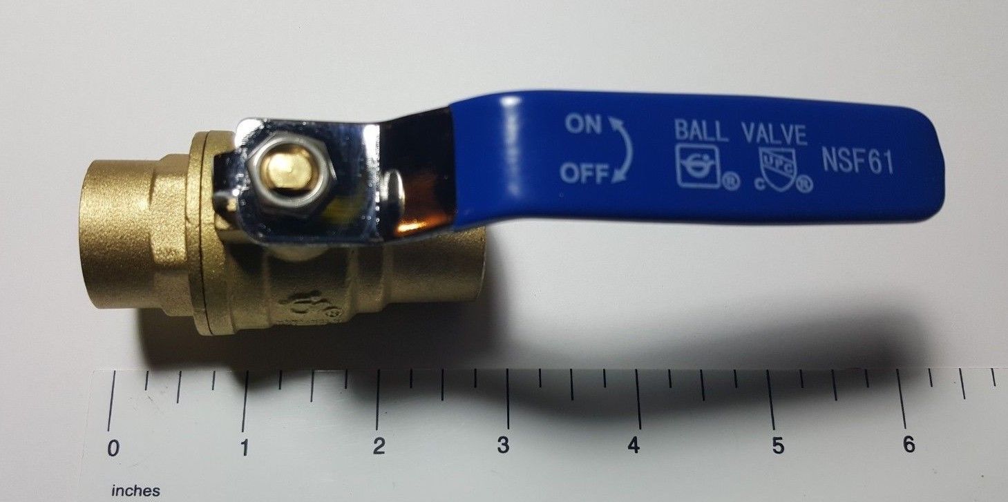 1) 3/4" SWEAT SHUT OFF SWEAT BALL VALVE, LEAD FREE BRASS, FULL PORT 600 WOG