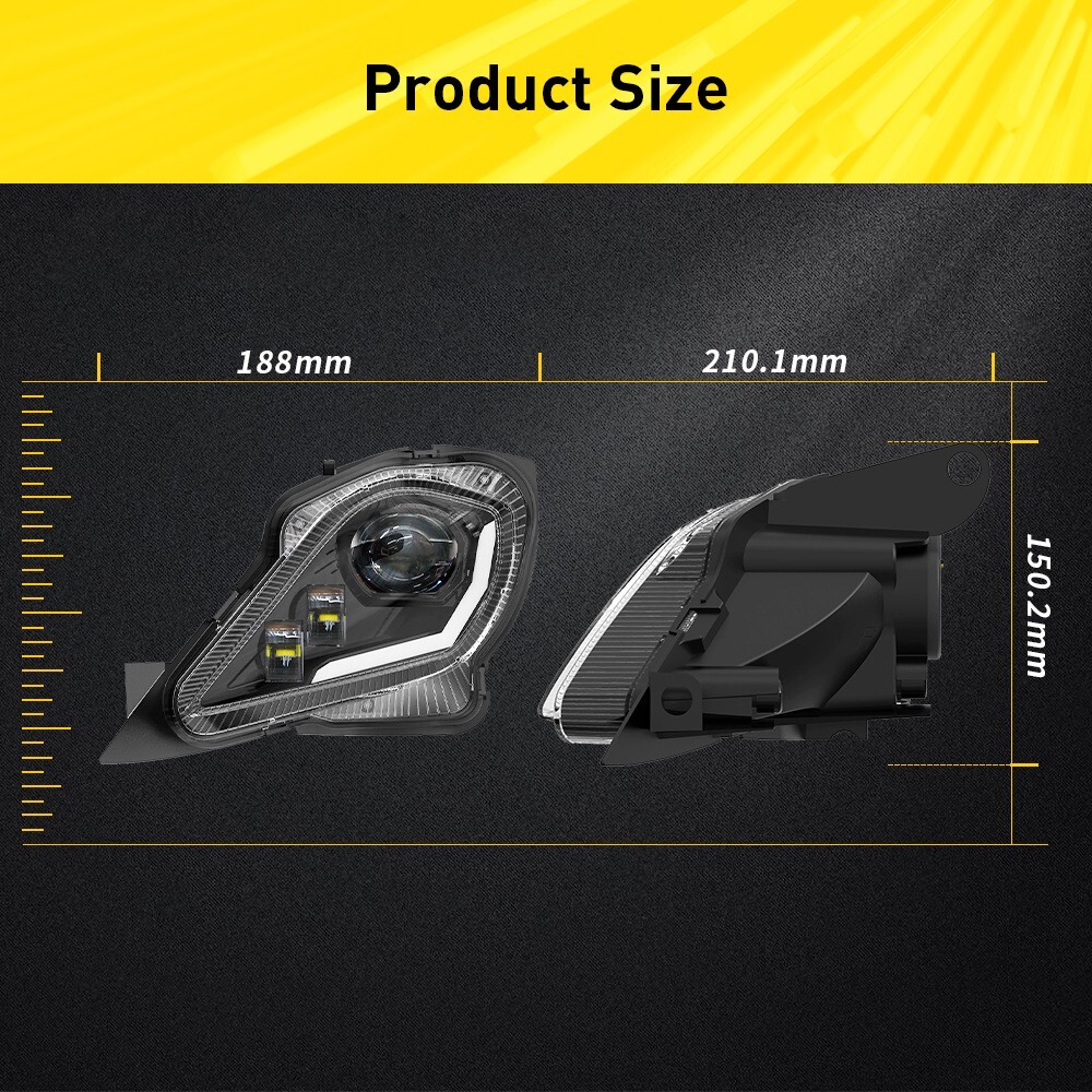 2PCS LED Headlights Set For Yamaha Raptor 700 R 350 YFZ450 R Wolverine 2006-2023