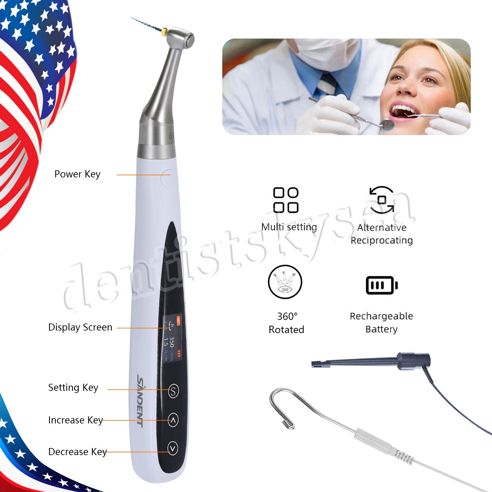 Dental 3in1 Endo Motor Apex Locator/Endo Heated Pen Obturation System Heated Tip