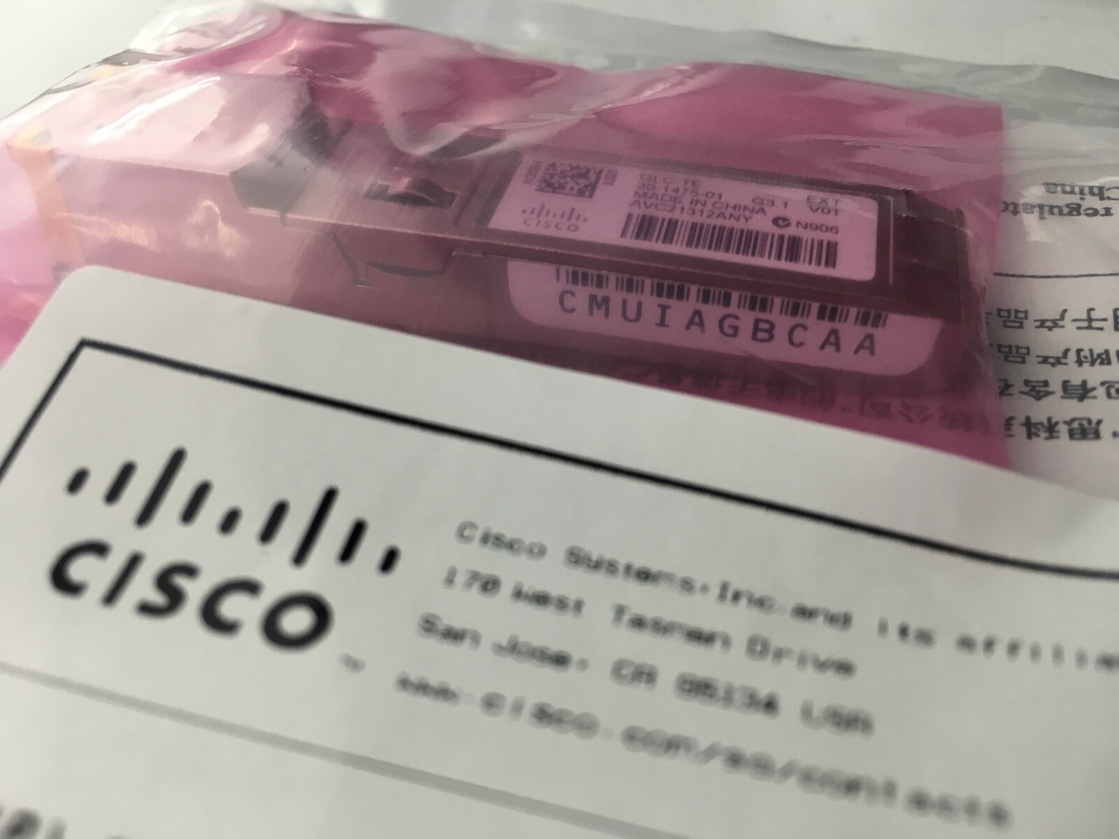 Cisco GLC-TE 1000BASE-T SFP Copper RJ-45 100m - 01478 1 Year