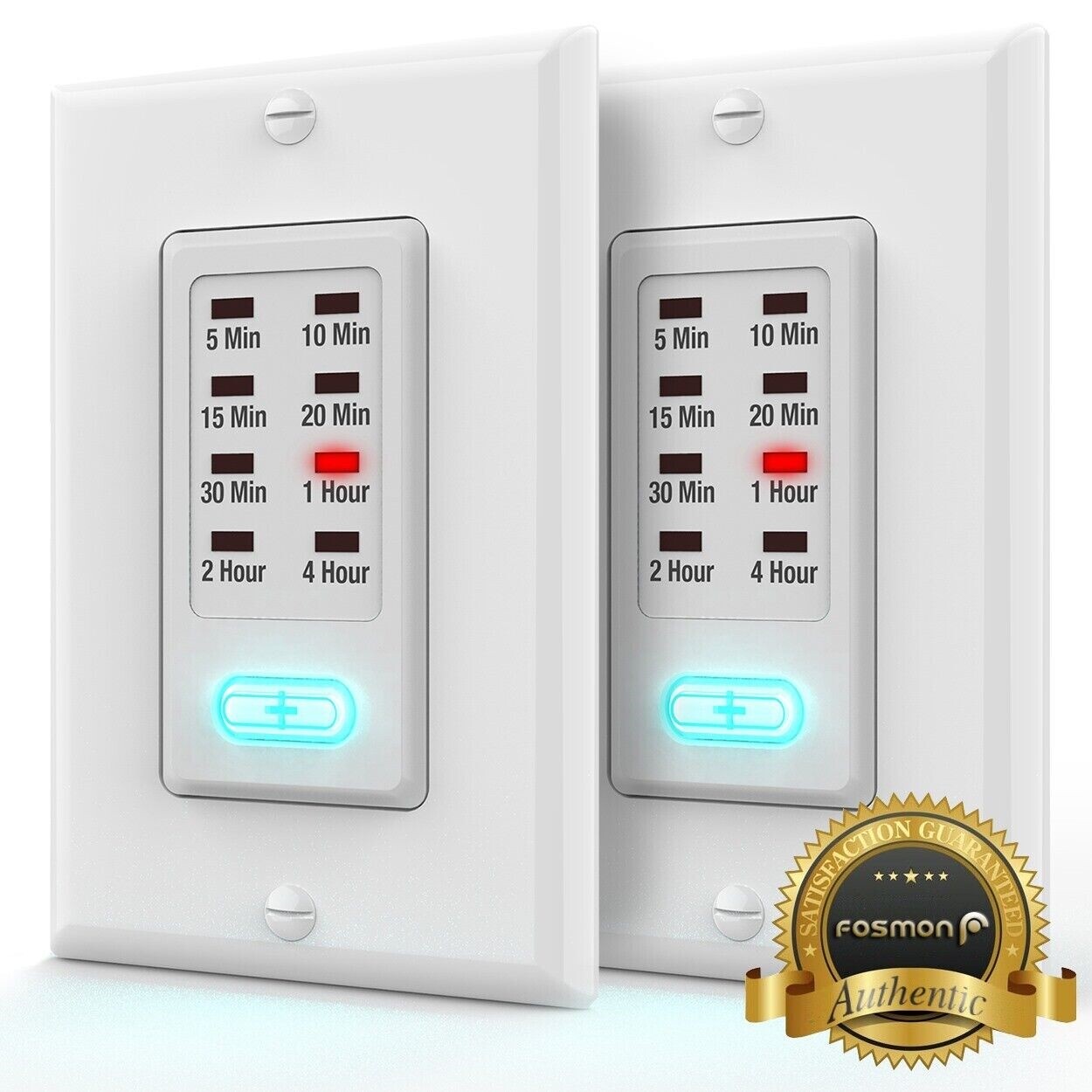 2x In Wall Switch Gang Countdown Programmable Timer Auto Bathroom Fan LED Light