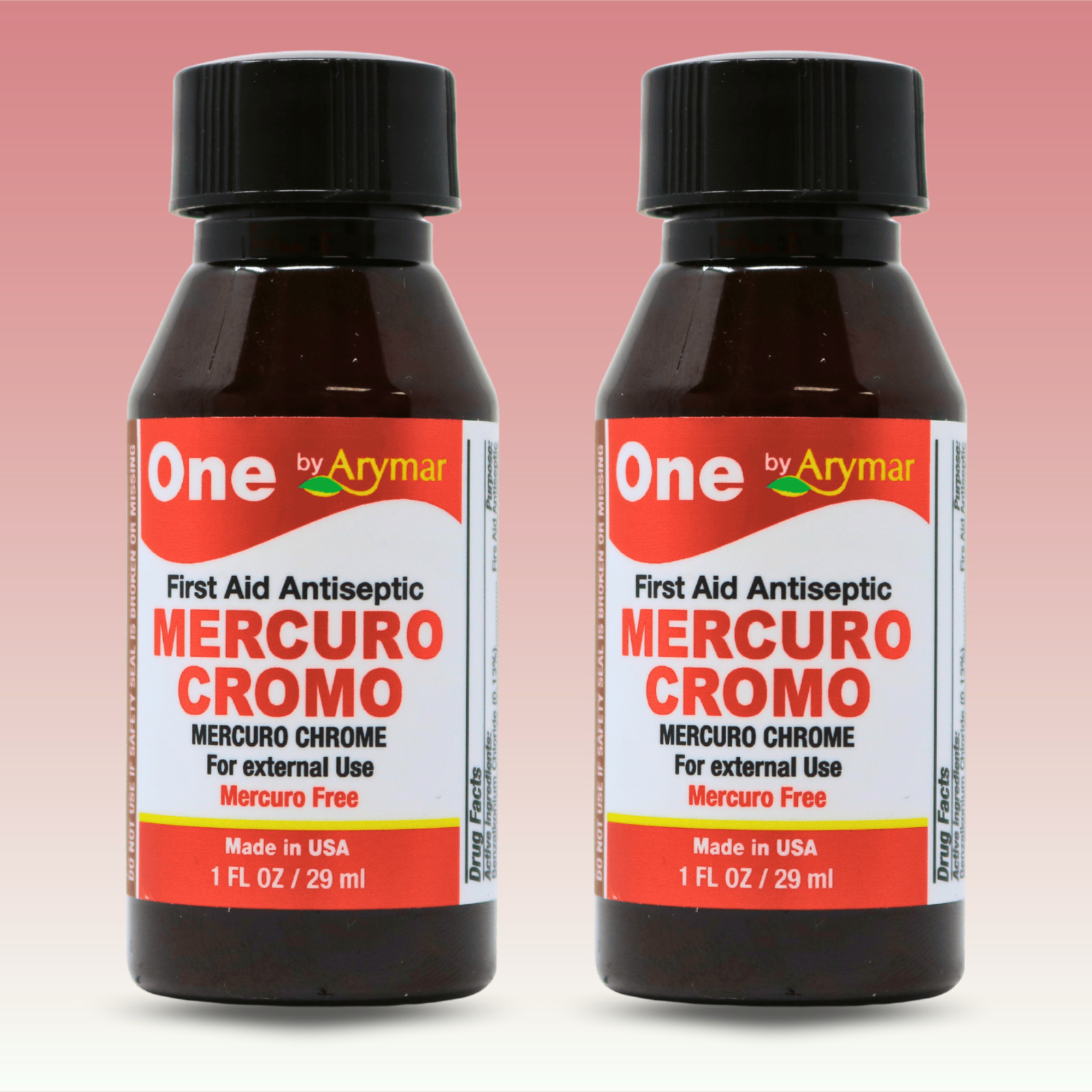 Arymar Mercuro Chrome 1 fl oz. (Pack of 2) - Mercury-Free Antiseptic for Cuts