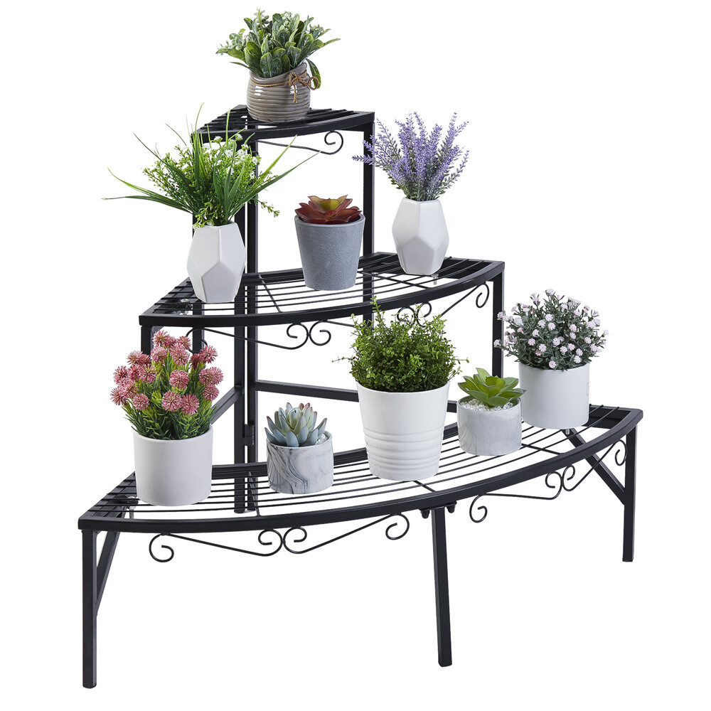 3 Tier Plant Stand Flower Pot Rack Stair-Step Plant Corner Shelf Display Holder