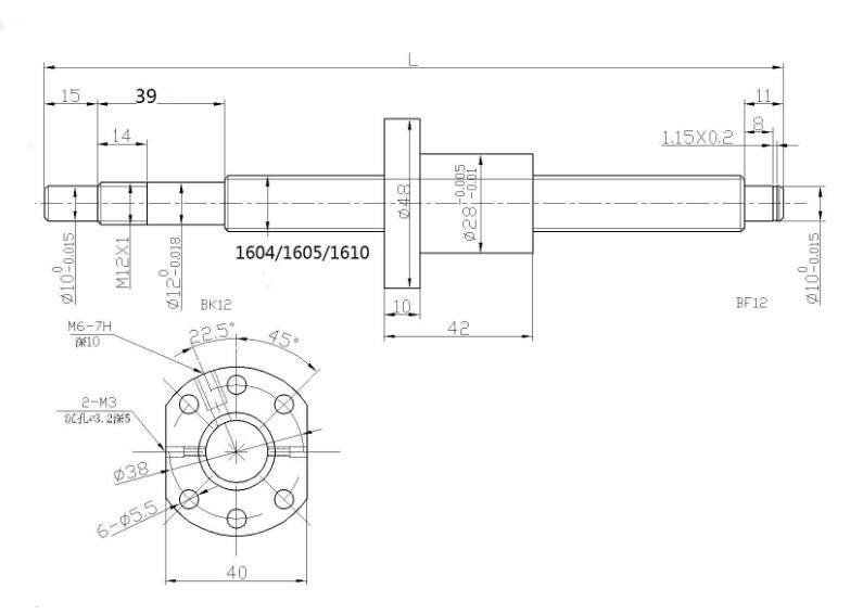 2PCS L200mm~1700mm HGR20 Linear Guide Rail Kt+SFU1605 BallScrew BK/BF12 Set CNC