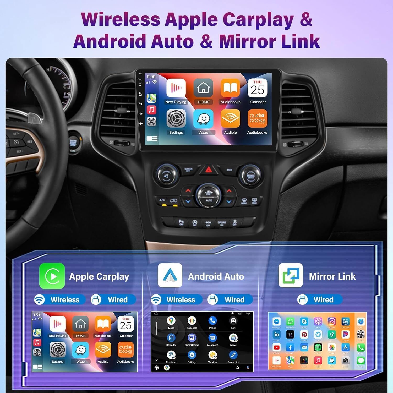 For 2014-2022 Jeep Grand Cherokee Android 13.0 Carplay Car Stereo Radio GPS Navi