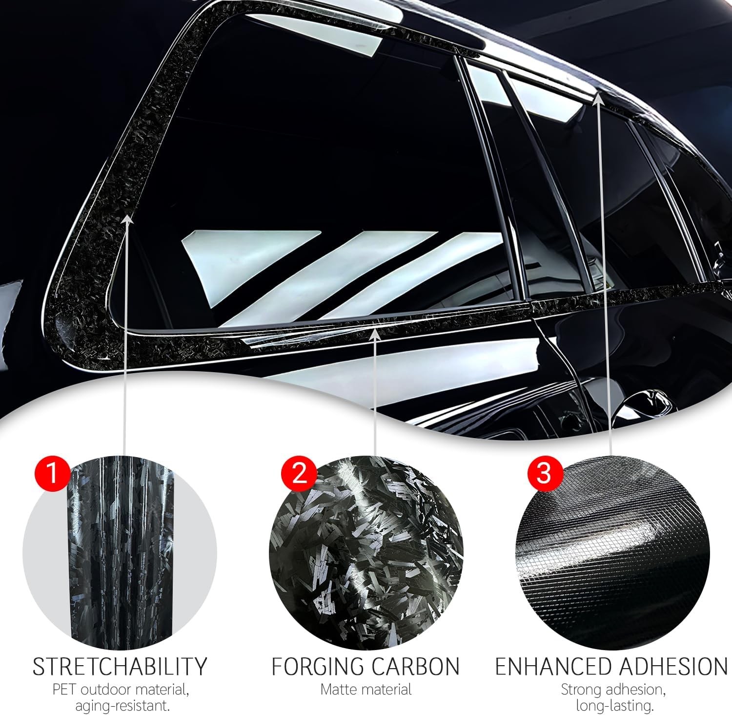 Forged Carbon Fiber Chrome Delete Window Trims For Infiniti Q50 Q50S 2014-2024