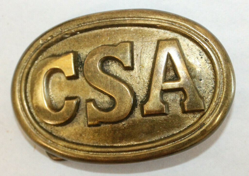 Antique Style Military Civil War Confederate CSA Belt Buckle Oval SOLID Brass