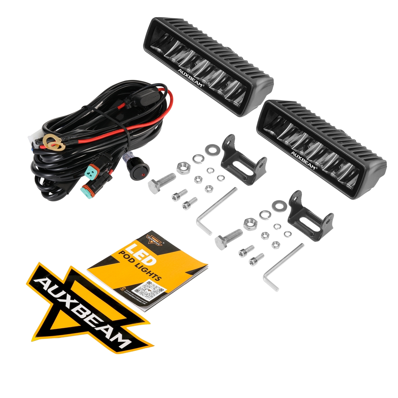 Auxbeam 6.3"inch LED Work Light Bar Driving Fog Pods Offroad Lamp Truck ATV UTV