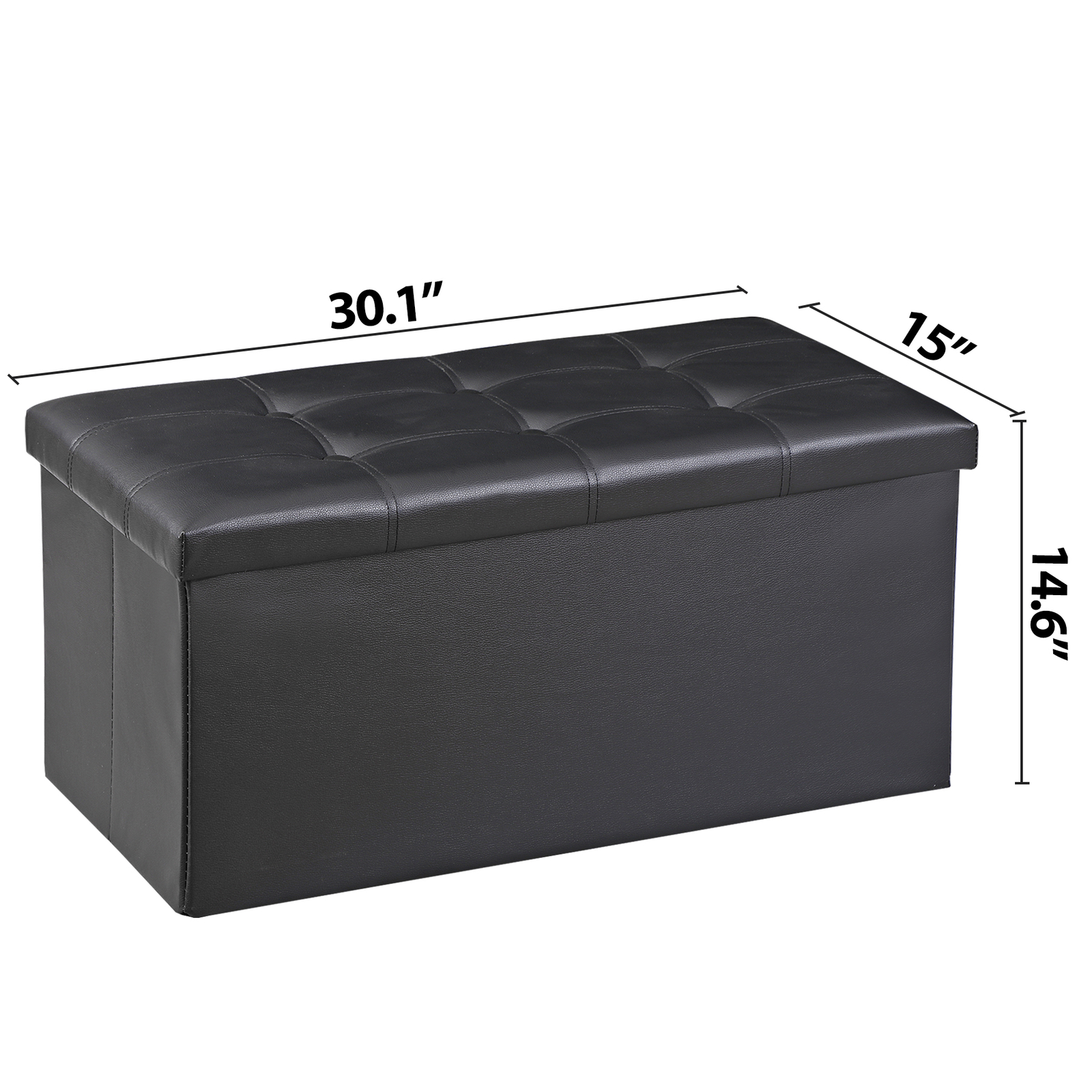 30 inches Folding Storage Ottoman 80L Storage Bench for Bedroom Hallway Black