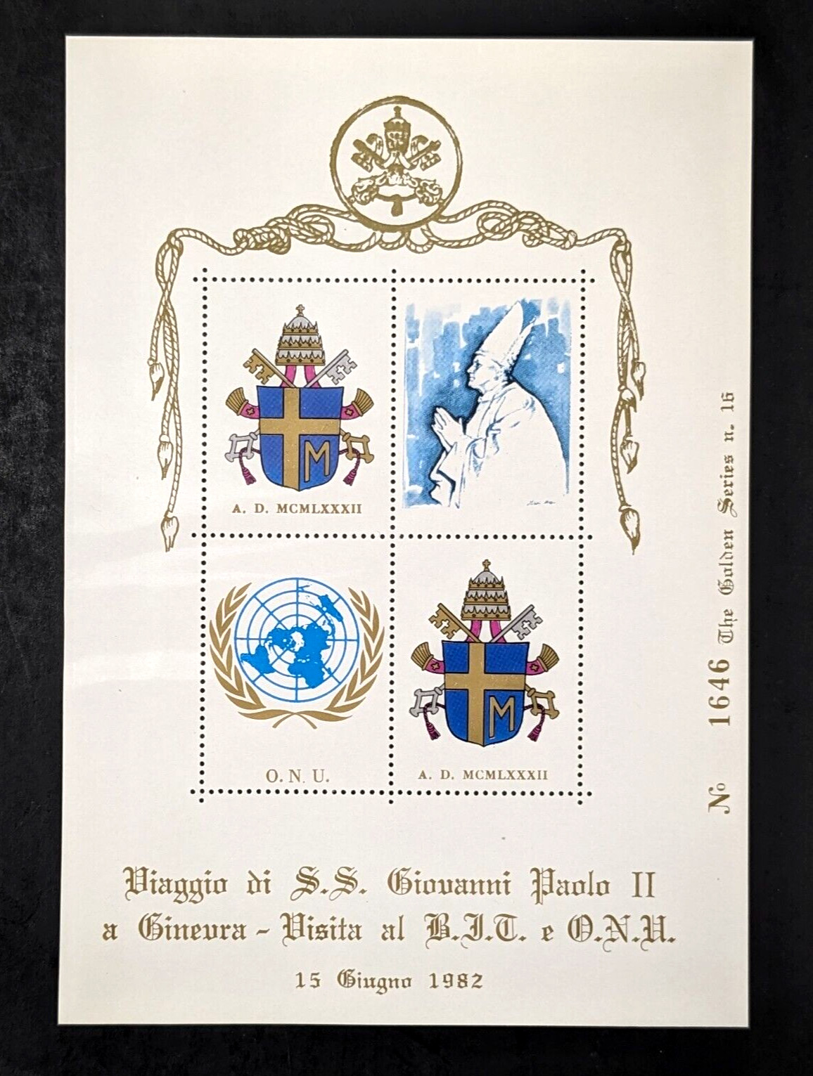 Pope John Paul II, The Golden Series Trip to Geneva, 4 Covers Plus Stamps 1982