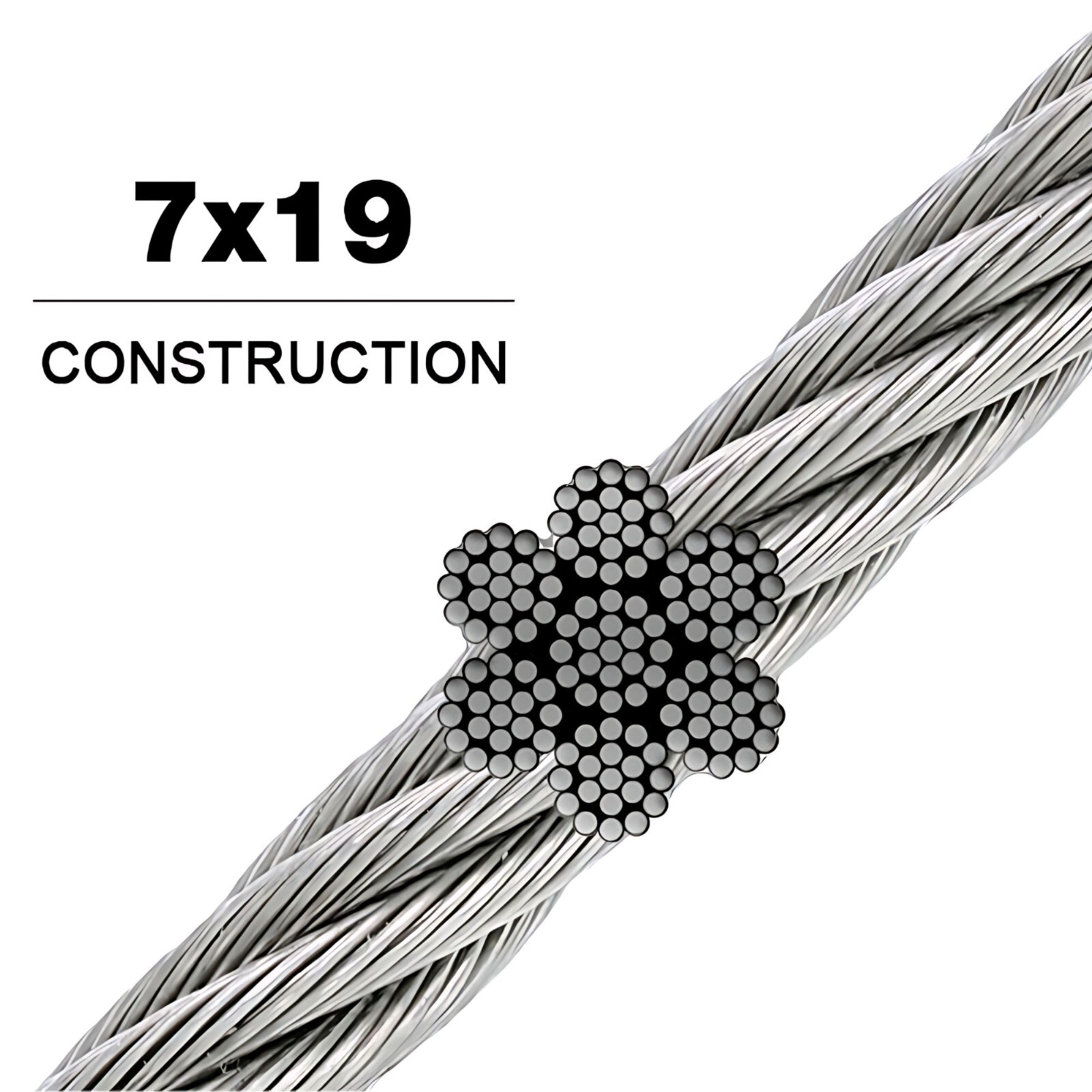304 Stainless Steel Cable Wire Rope 5/32" 7x19 for DIY Decking Railing System