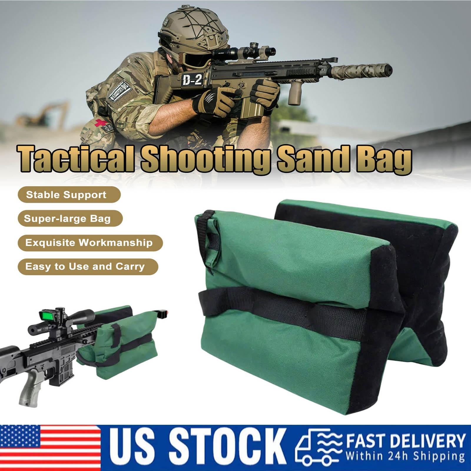 Shooting Range Sand Bag Set Rifle Gun Bench Rest Stand Front Rear Bag /Gun Sock