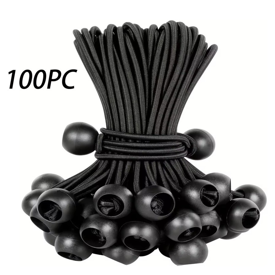 6" Ball Bungee Bungie Cord 100Pcs Black Heavy Duty Canopy Tarp Tie Downs *