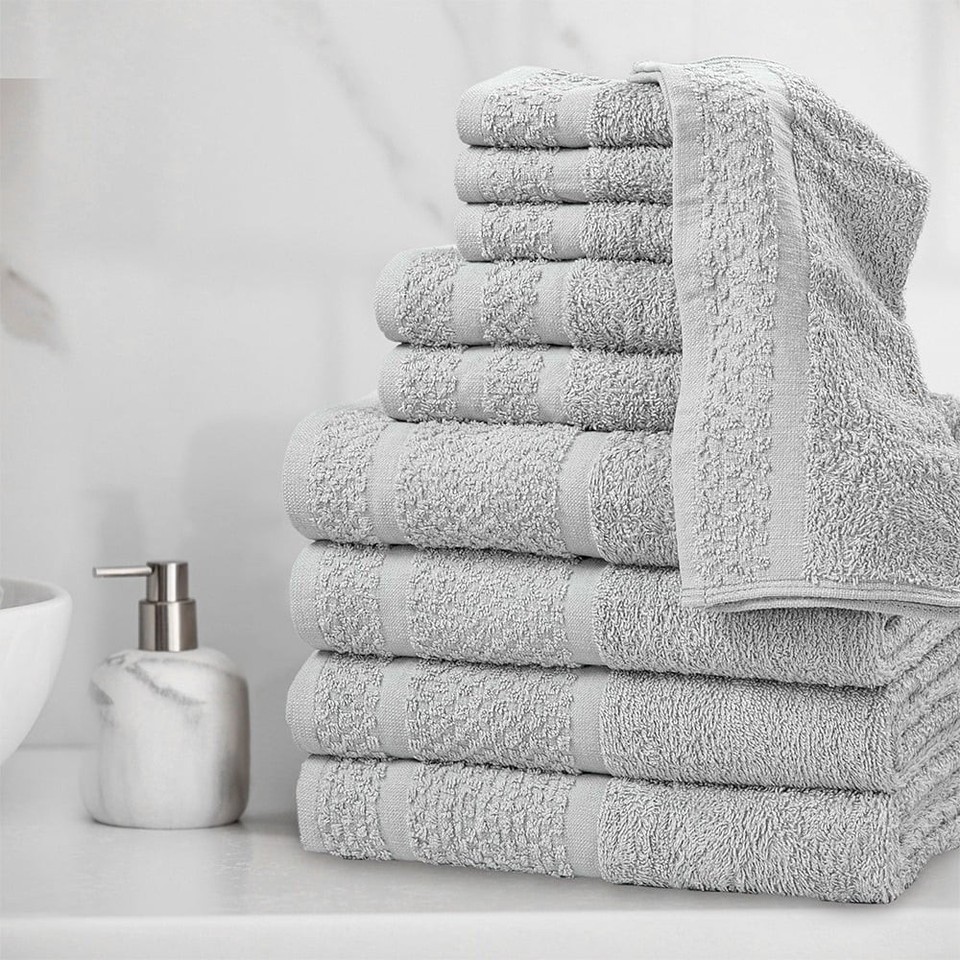 Mainstays 10 Piece Towel Set with Upgraded Softness & Durability, Dark Grey