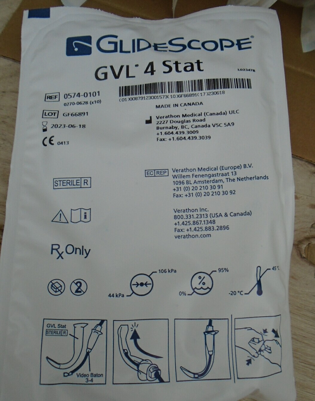NEW Box of 10 Glidescope GVL 4 Stat video laryngoscope 0101 Verathon Blade FREE