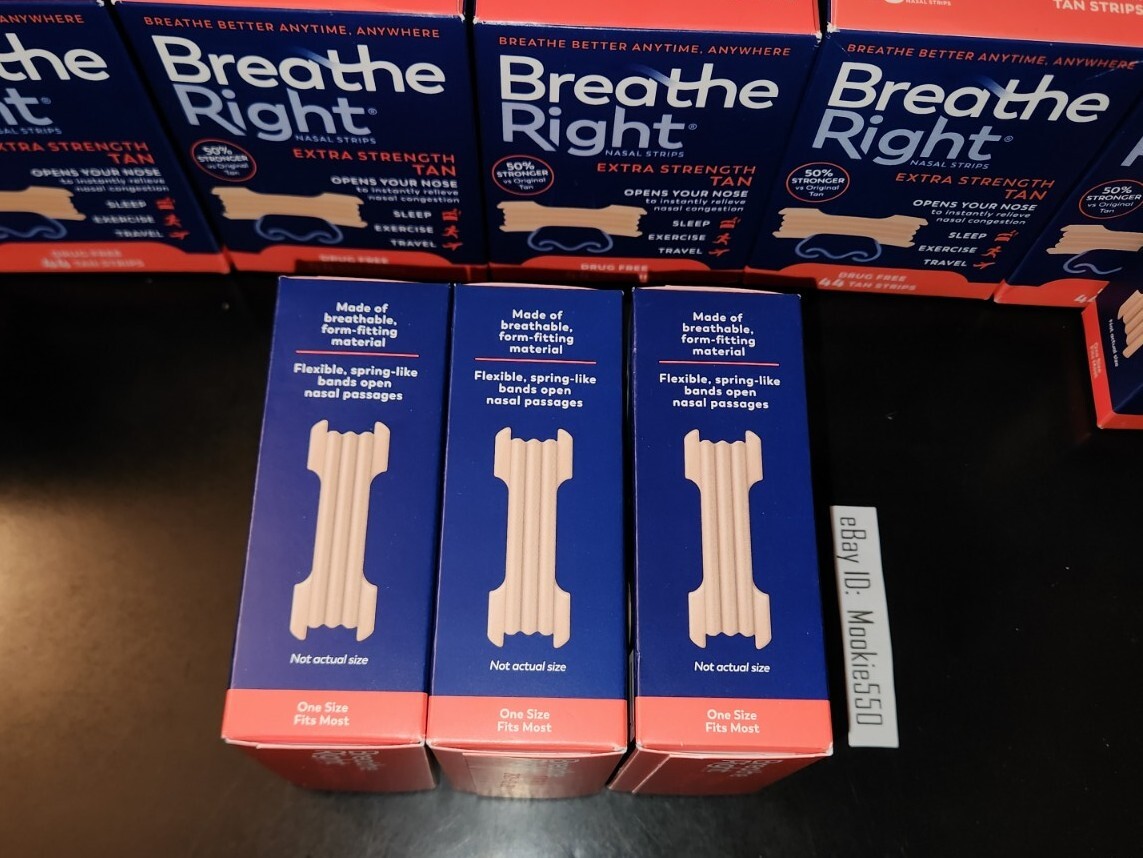 EXP 2028+! (132ct) 3 Boxes X 44ct Breathe Right Extra Strength TAN Nasal Strips