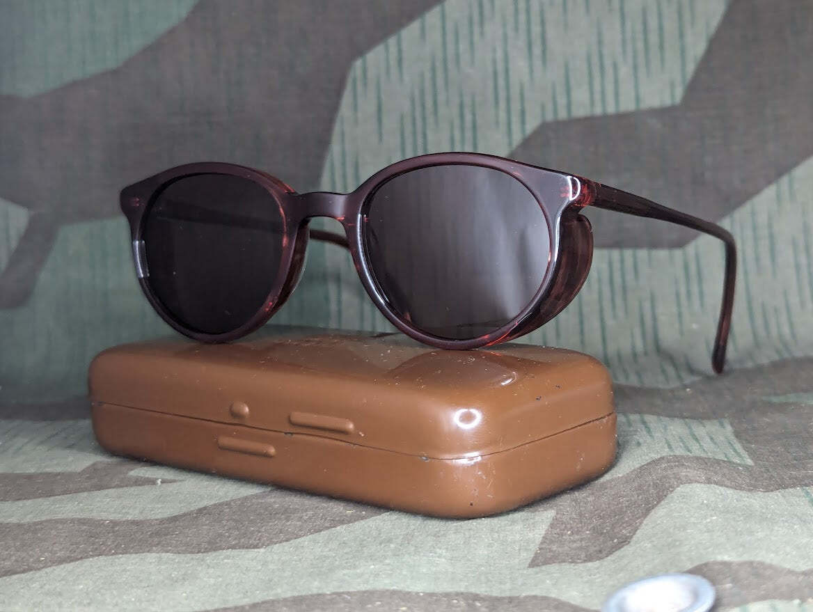Reproduction WWII German Luftwaffe Umbral Sunglasses Vintage 1940s Red Brown
