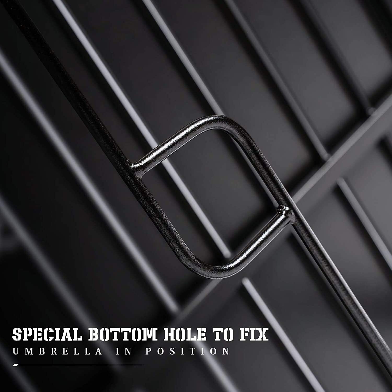 60" Outdoor Dining Table Metal Rectangular Patio Dining Table with Umbrella Hole