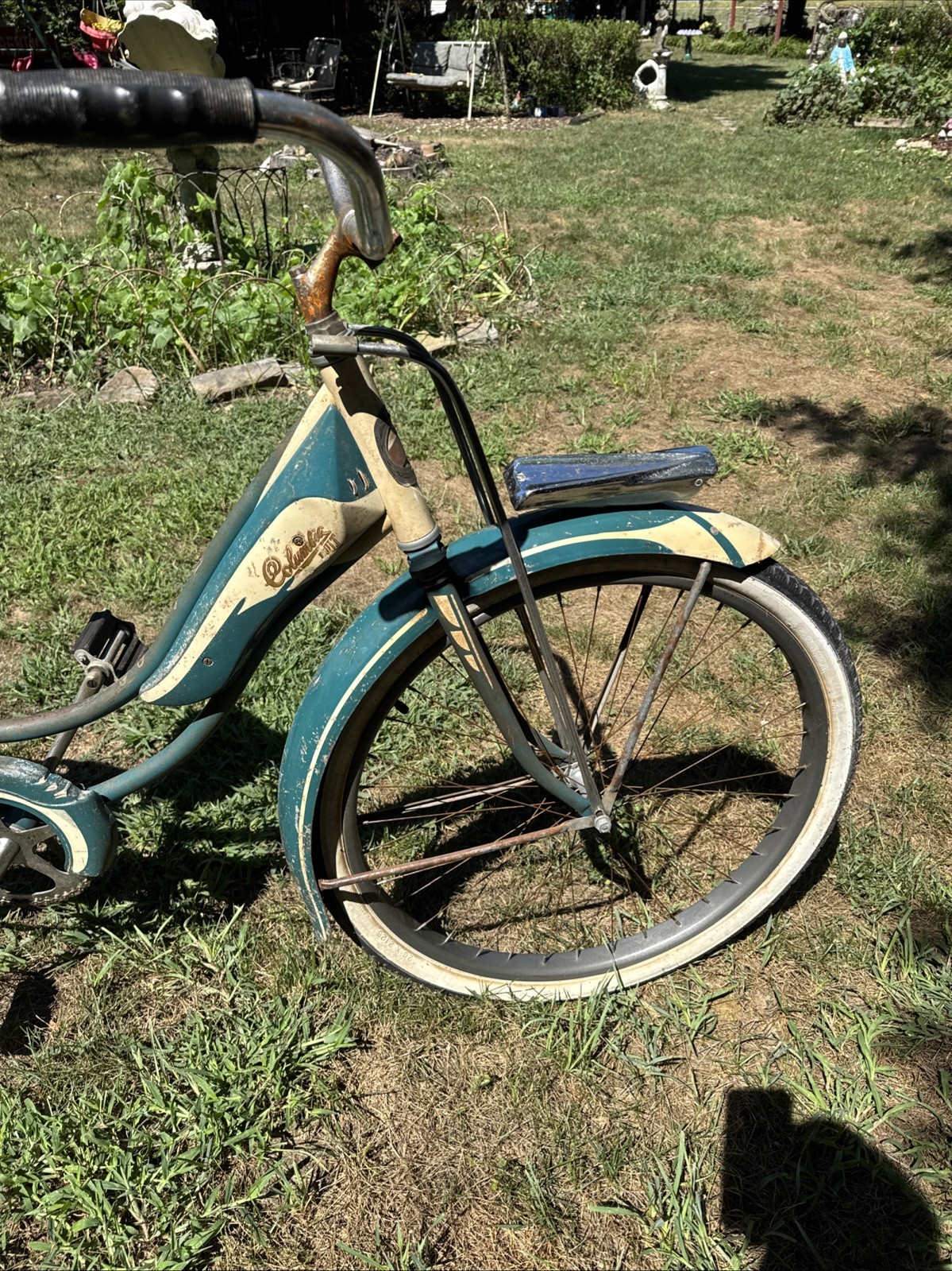 Vintage 1940s 50s Columbia Blue & White All Original Girls Bicycle