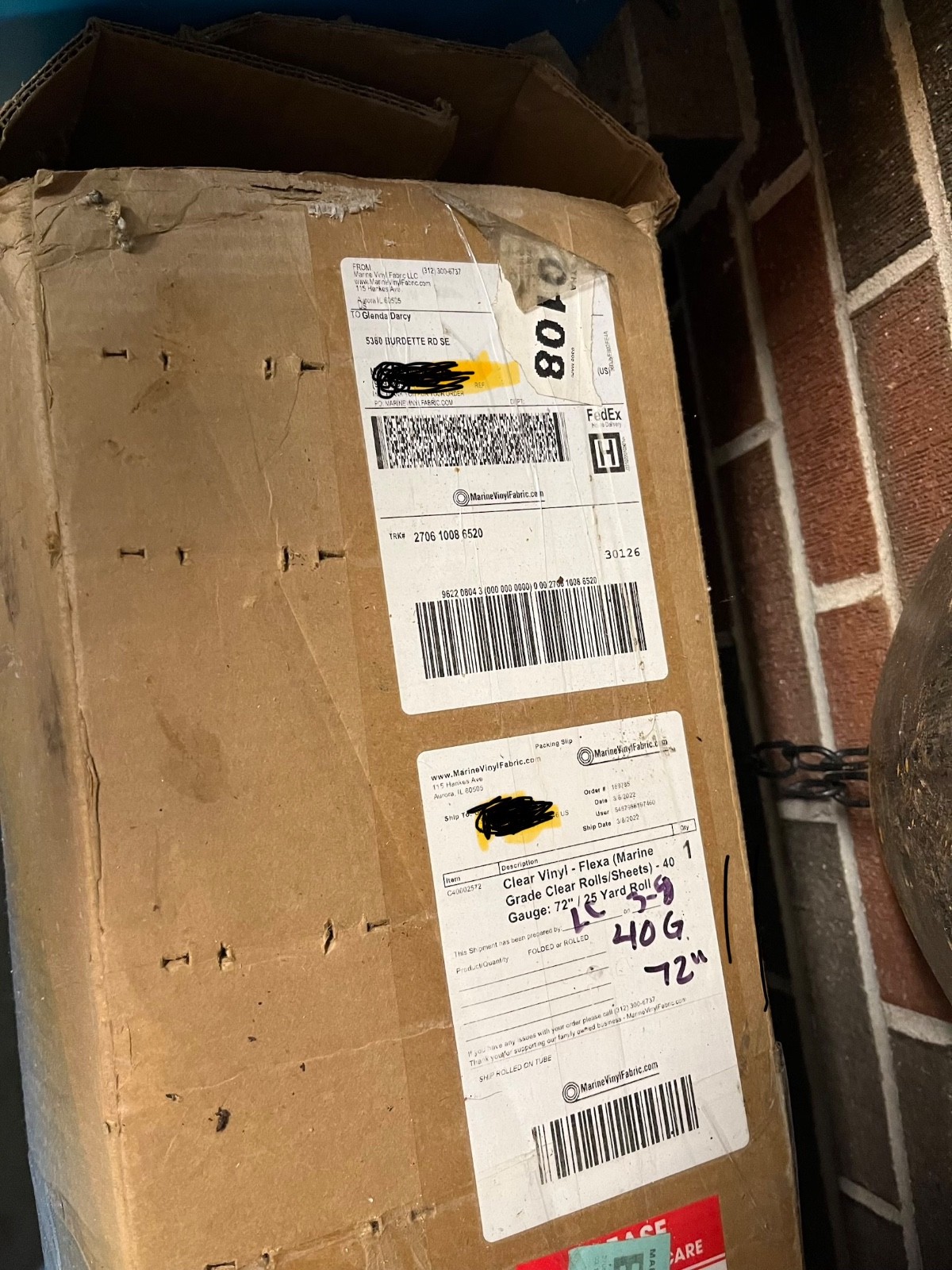 Clear Marine Heavy Duty Vinyl - 25 yds x 72”