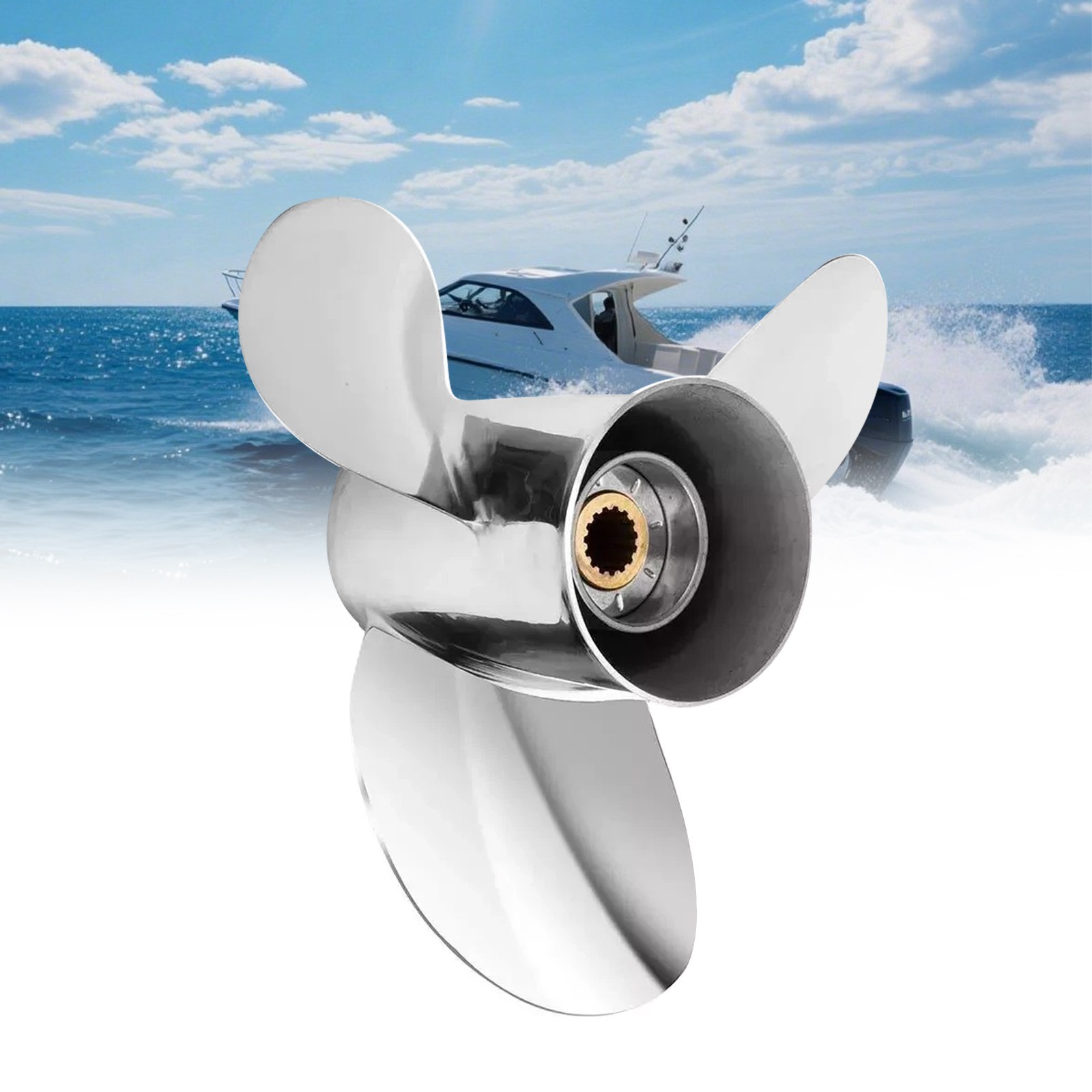 13 1/2x17 Boat Propeller stainless for Yamaha Outboard 60-115HP 15Spline 13.5x17
