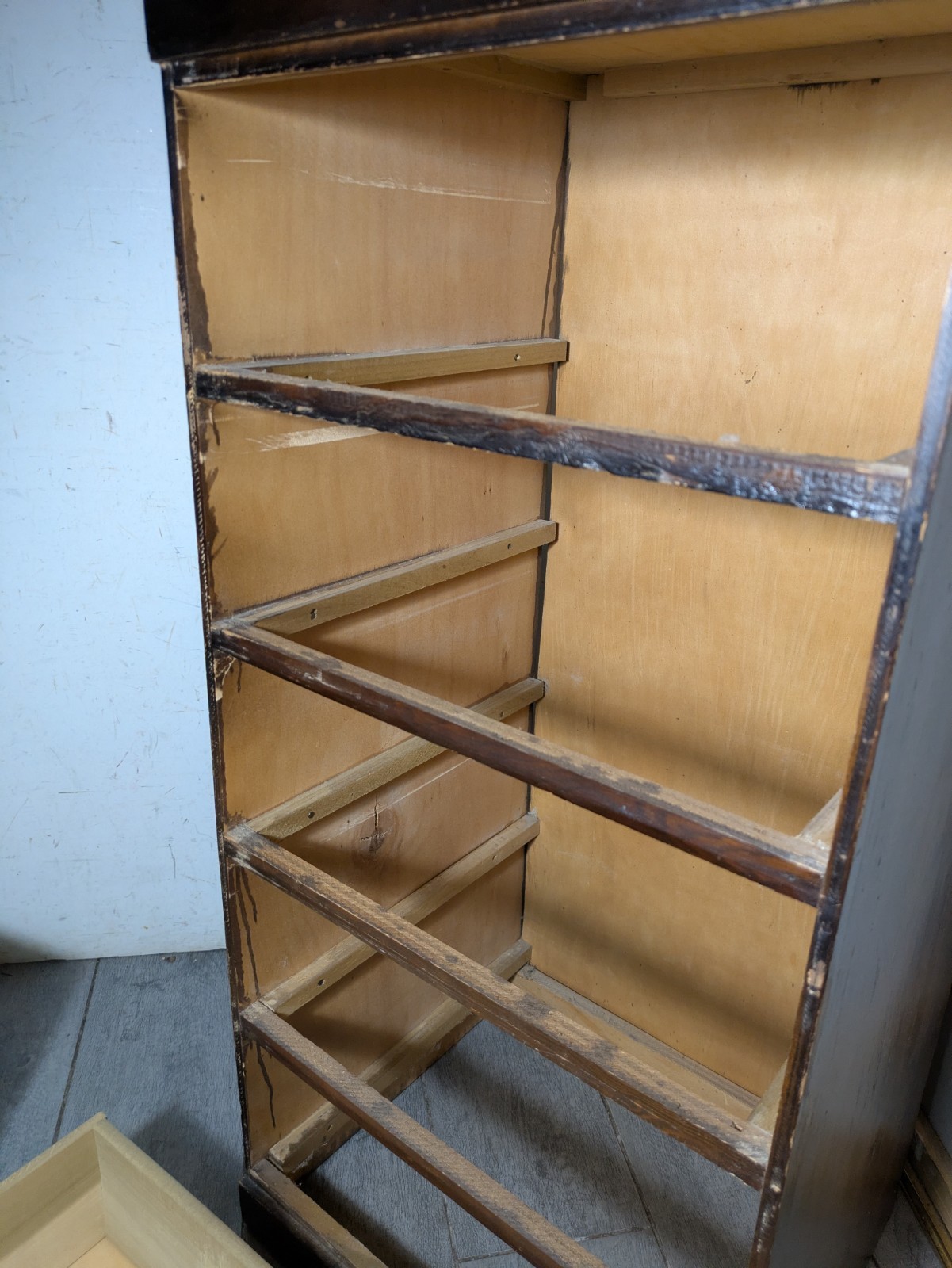 Vintage Art Deco Wood 5-Drawer Narrow Tallboy Dresser Lingerie Chest Cabinet N23