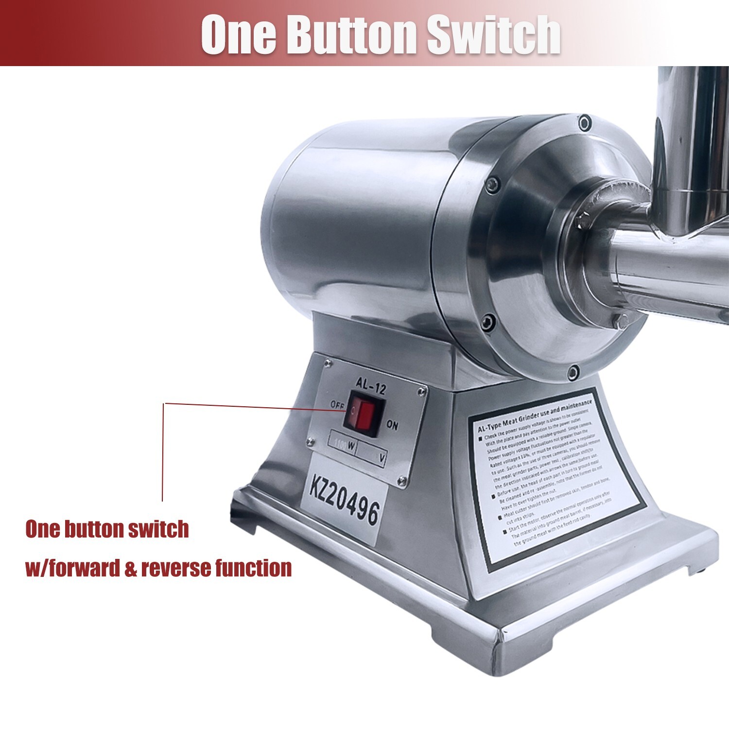 550LB/h Commercial Meat Grinder,1100W Electric Sausage Stuffer,193RPM Heavy Duty