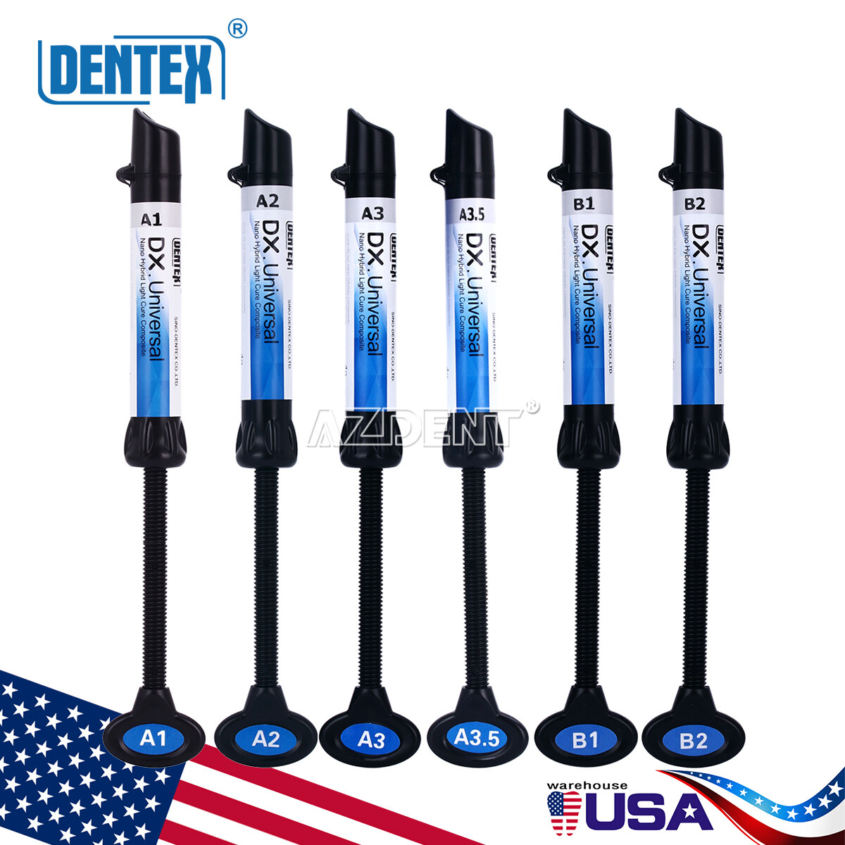 Dentex Dental Universal A1 A2 A3 A3.5 B1 B2 Recambio de Resina Compuesta de Foto