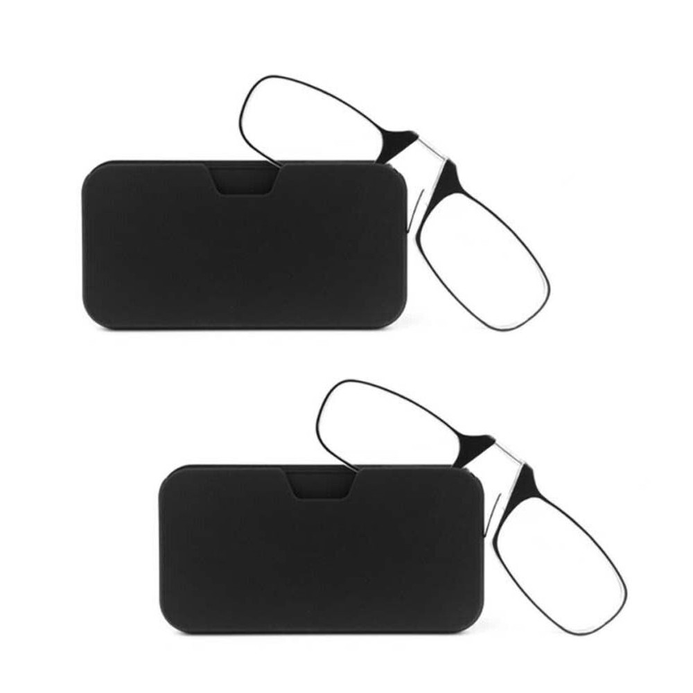 2PCS Anti-fatigue Ultra Thin Reading Glasses Nose Clip Optics Presbyopic+2.0+2.5