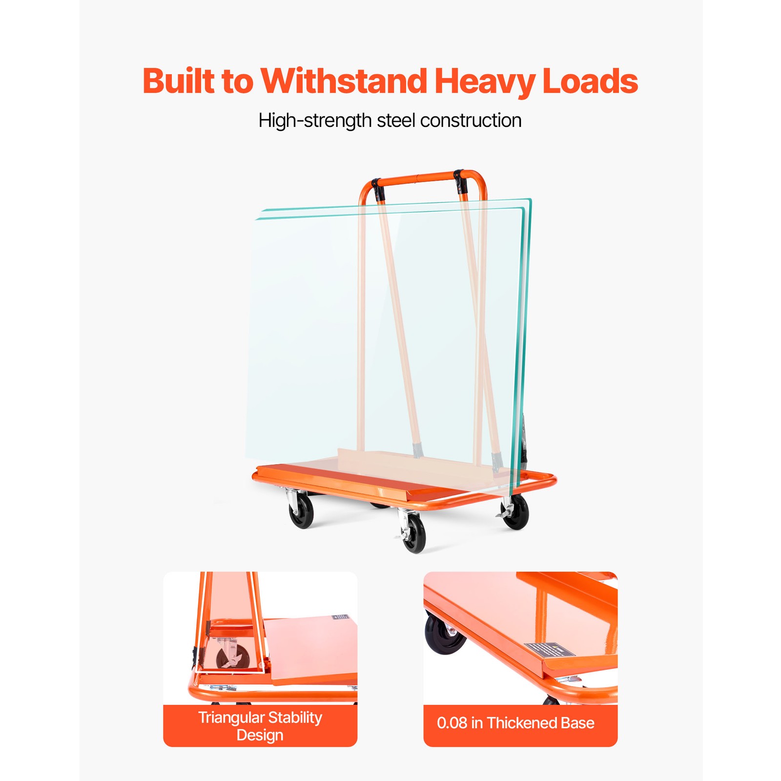 Uimoso Drywall Cart Dolly 1800 lbs Capacity Steel Panel Trolley for Plasterboard