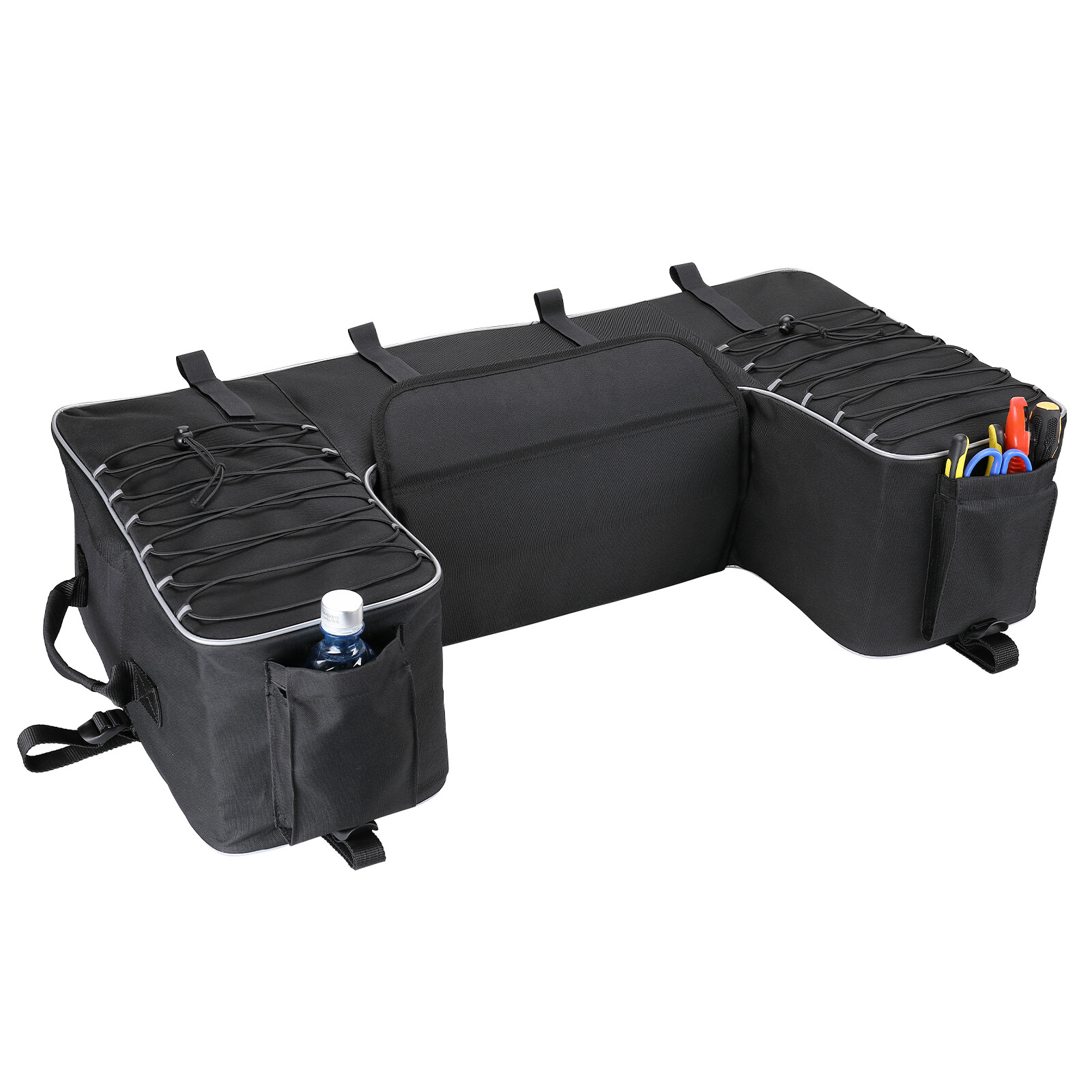 ATV Part Rear Rack Back Seat Storage Pack Luggage Bag Cushion Pad Padded Black