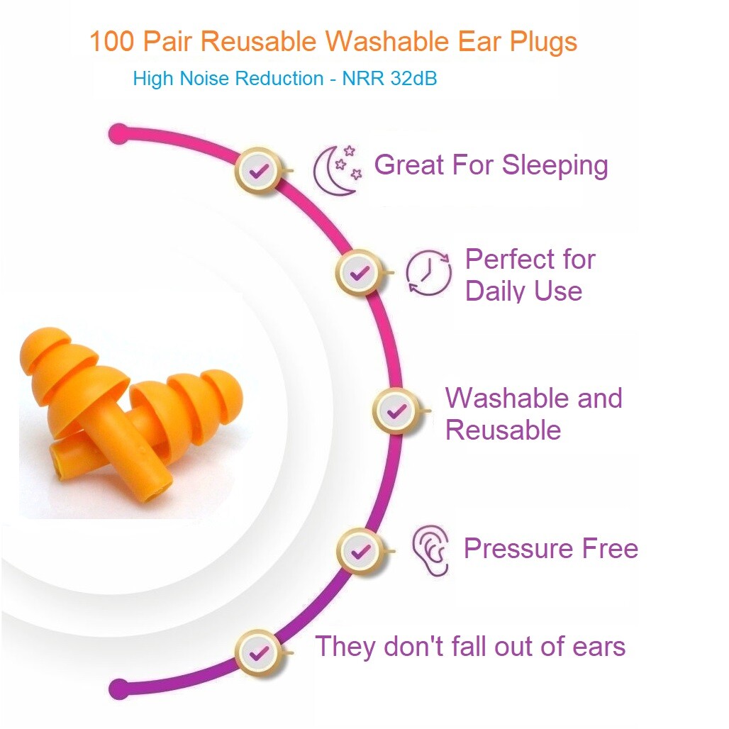 10-100 Pair Silicone Ear Plugs for Sleeping Shooting Swimming Hearing Protection