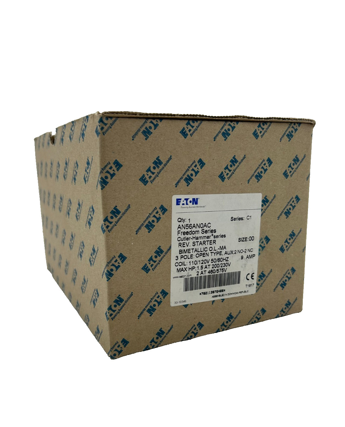 Eaton AN56AN0AC Freedom Series Reversing Motor Starter Size 00 9A 3-Pole 110/120