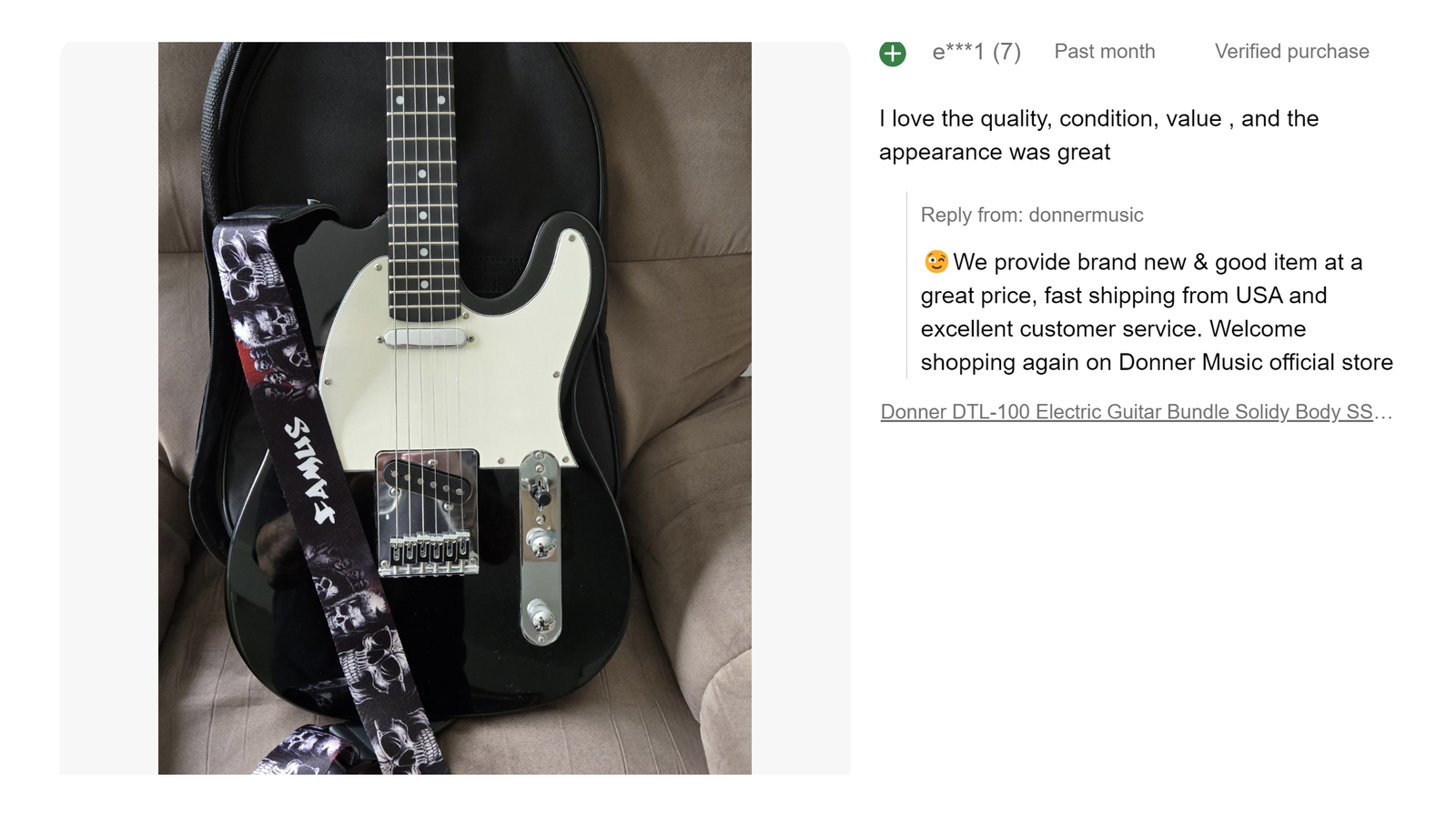 Donner DTL-100 39" Tele Electric Guitar With Gig Bag Online Lessons Solid Body