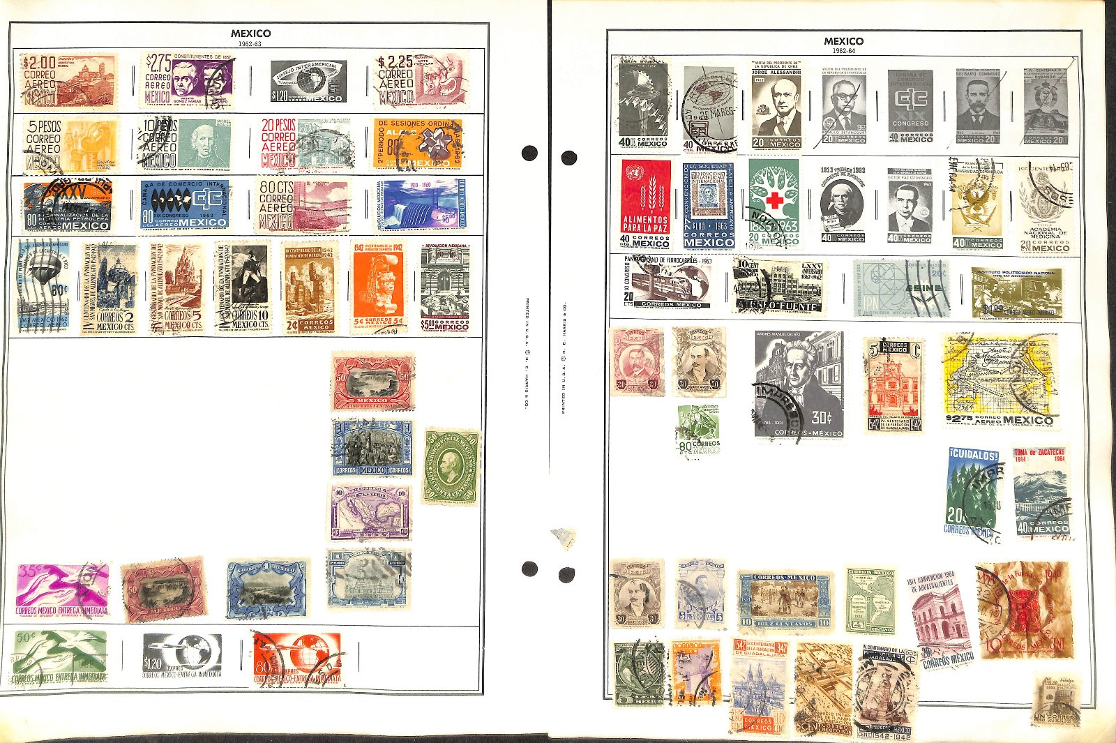 Mexico Stamp Collection on 40 Harris Pages, 1884-1990 (BH)