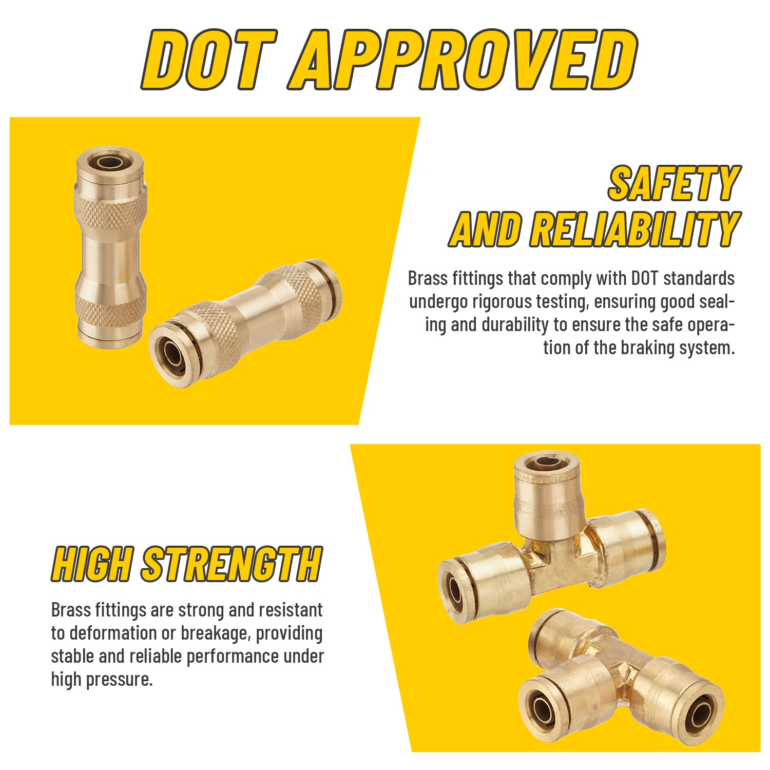 33 DOT Air Brake Line Fittings 1/4" 3/8" 1/2" Push to Connect Fitting Assortment