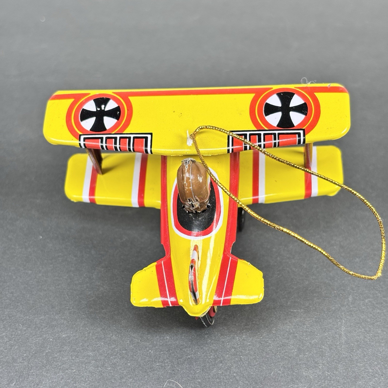 Schylling Bi-Plane Tin Toy Christmas Ornament Collector Series 3.5in