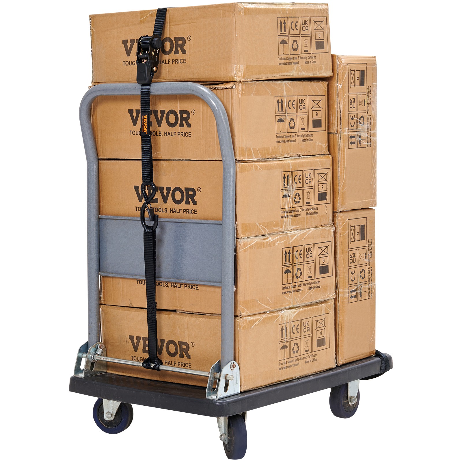 VEVOR 4 Pack Ratchet Tie Down Straps 2200 lbs 1"x15' Heavy Duty for Cargo