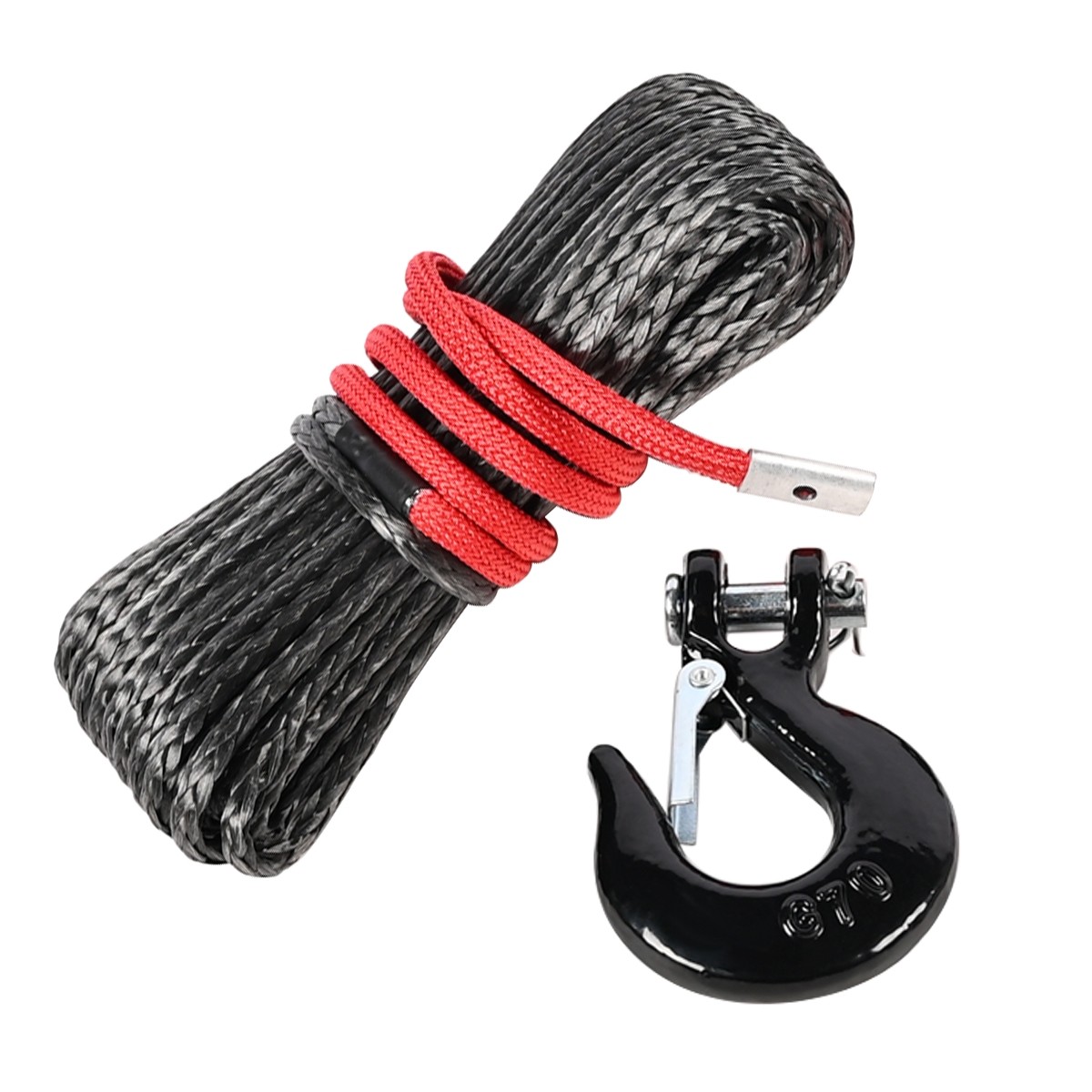 Synthetic Winch Rope Kit, 1/4'' x 50FT w/ 10000 lbs Strength, Protective Sleeve